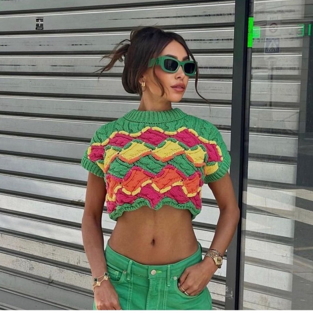 Zara Green Knit Sweater size S